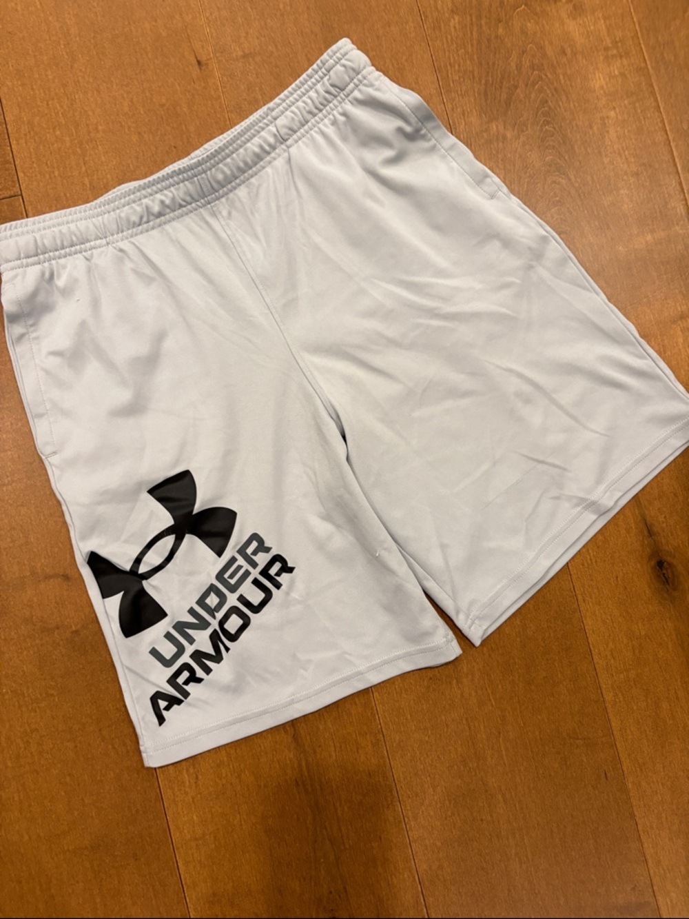 Under Armour White Athletic Shorts with Black Logo